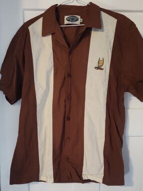 Vintage Brown & Cream Button-Up Shirt